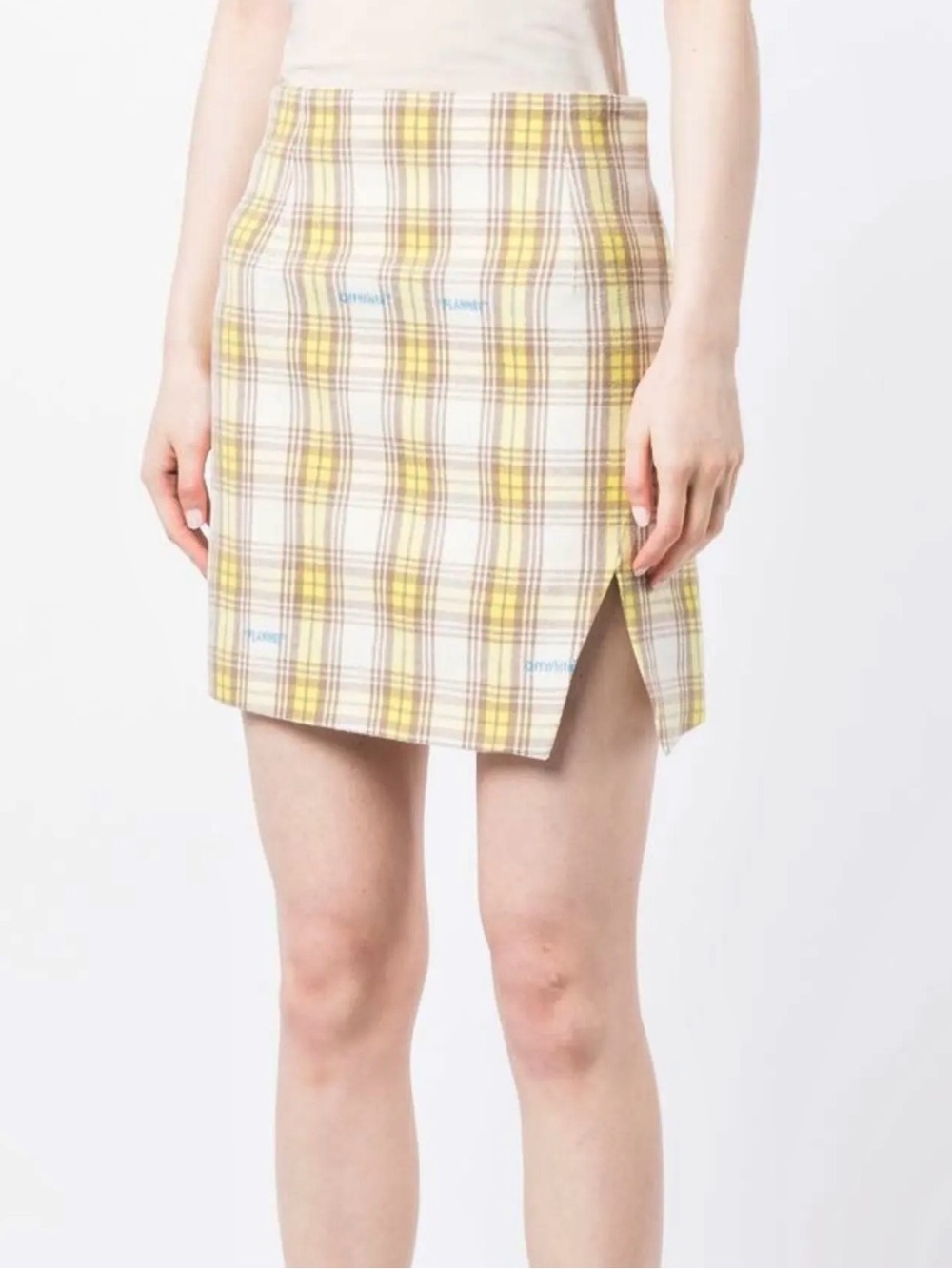 NEW OFF-WHITE CHECK PRINT FLANNEL MINI SKIRT - Picture 5 of 10